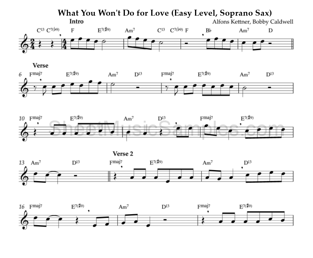 What You Won't Do for Love (Easy Level, Soprano Sax)