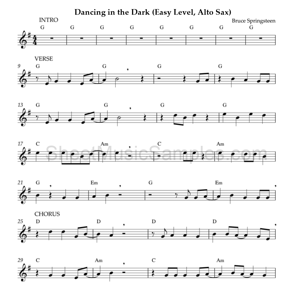 Dancing in the Dark (Easy Level, Alto Sax)