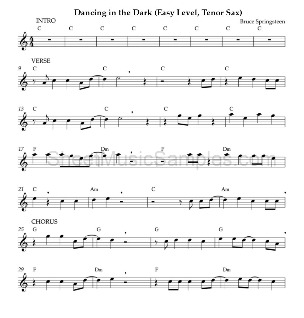 Dancing in the Dark (Easy Level, Tenor Sax)