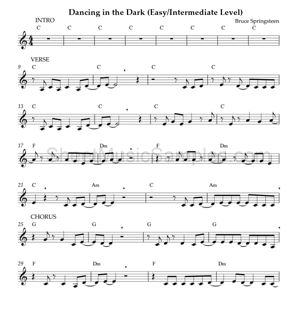 Dancing in the Dark (Easy/Intermediate Level)