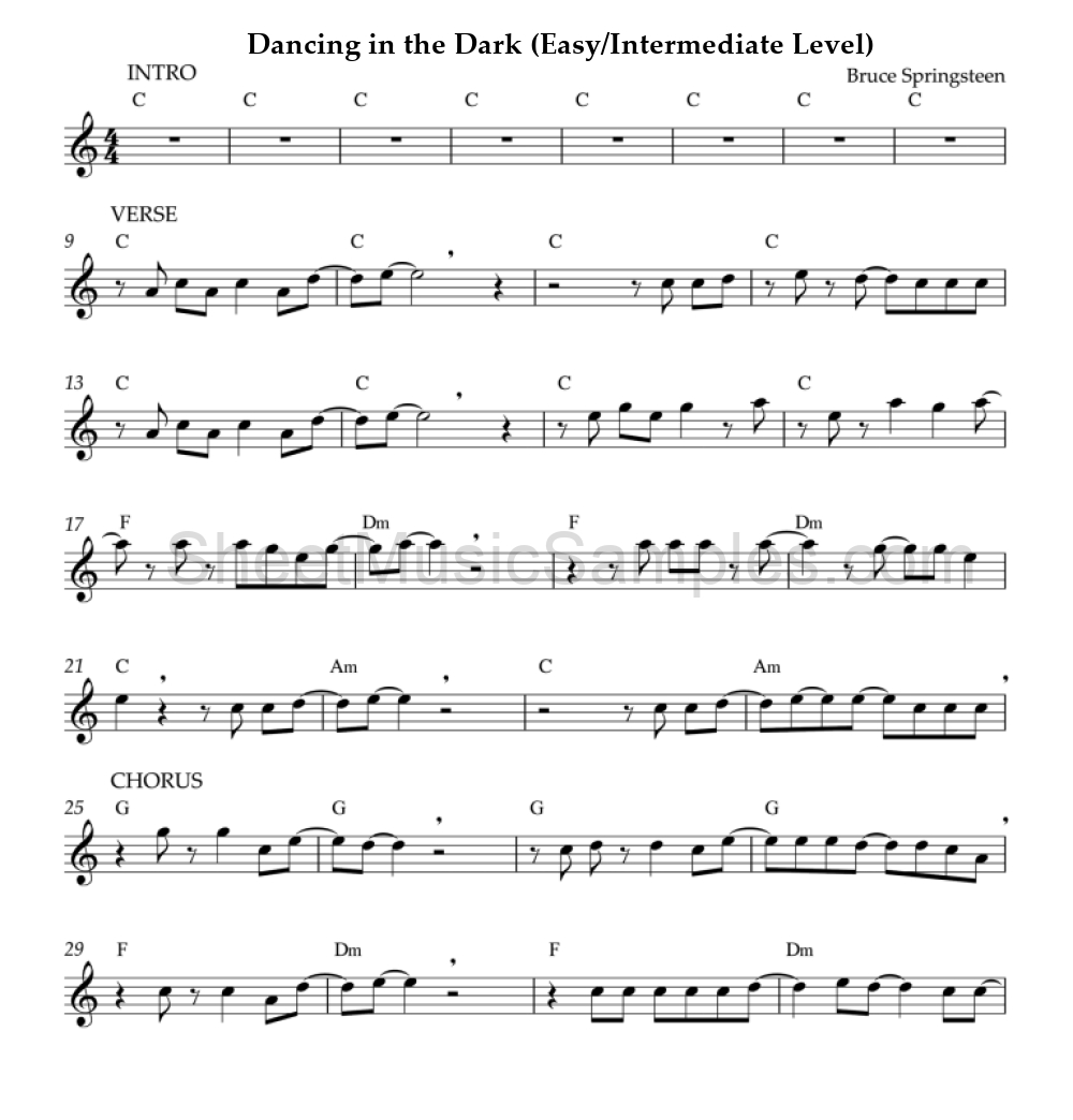 Dancing in the Dark (Easy/Intermediate Level)