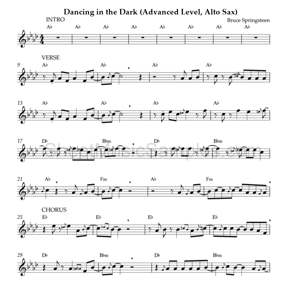 Dancing in the Dark (Advanced Level, Alto Sax)