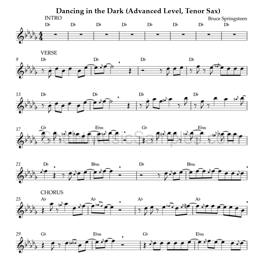 Dancing in the Dark (Advanced Level, Tenor Sax)