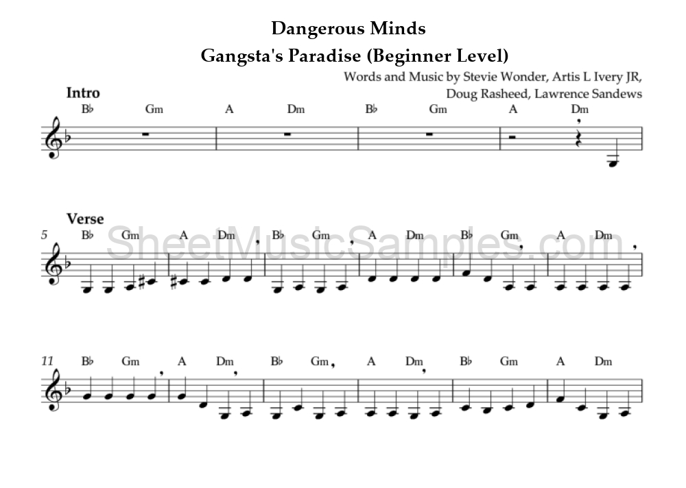 Dangerous Minds - Gangsta's Paradise (Beginner Level)