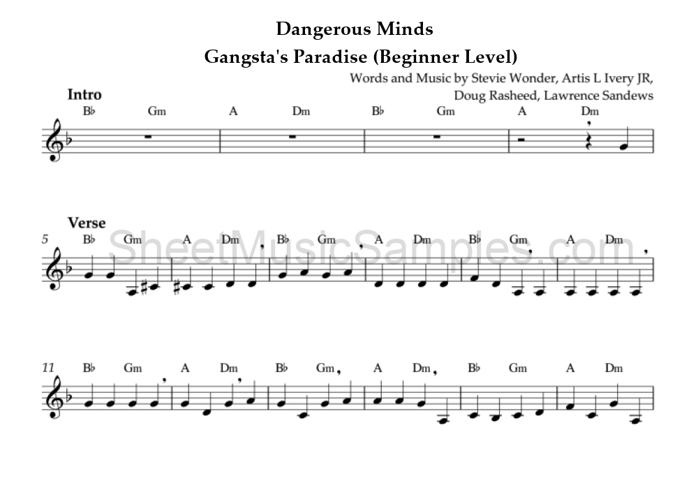 Dangerous Minds - Gangsta's Paradise (Beginner Level)