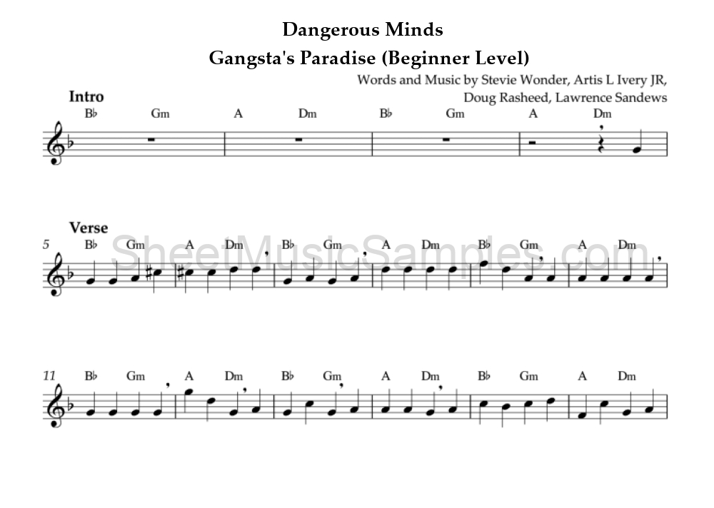 Dangerous Minds - Gangsta's Paradise (Beginner Level)