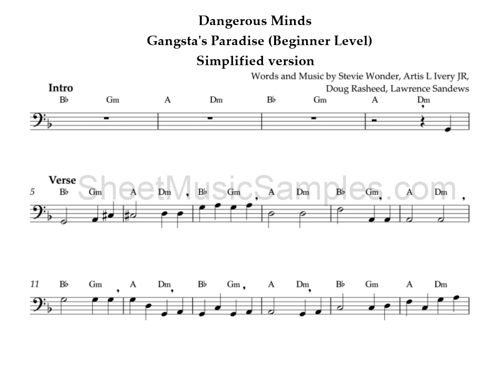 Dangerous Minds - Gangsta's Paradise (Beginner Level) - Simplified version