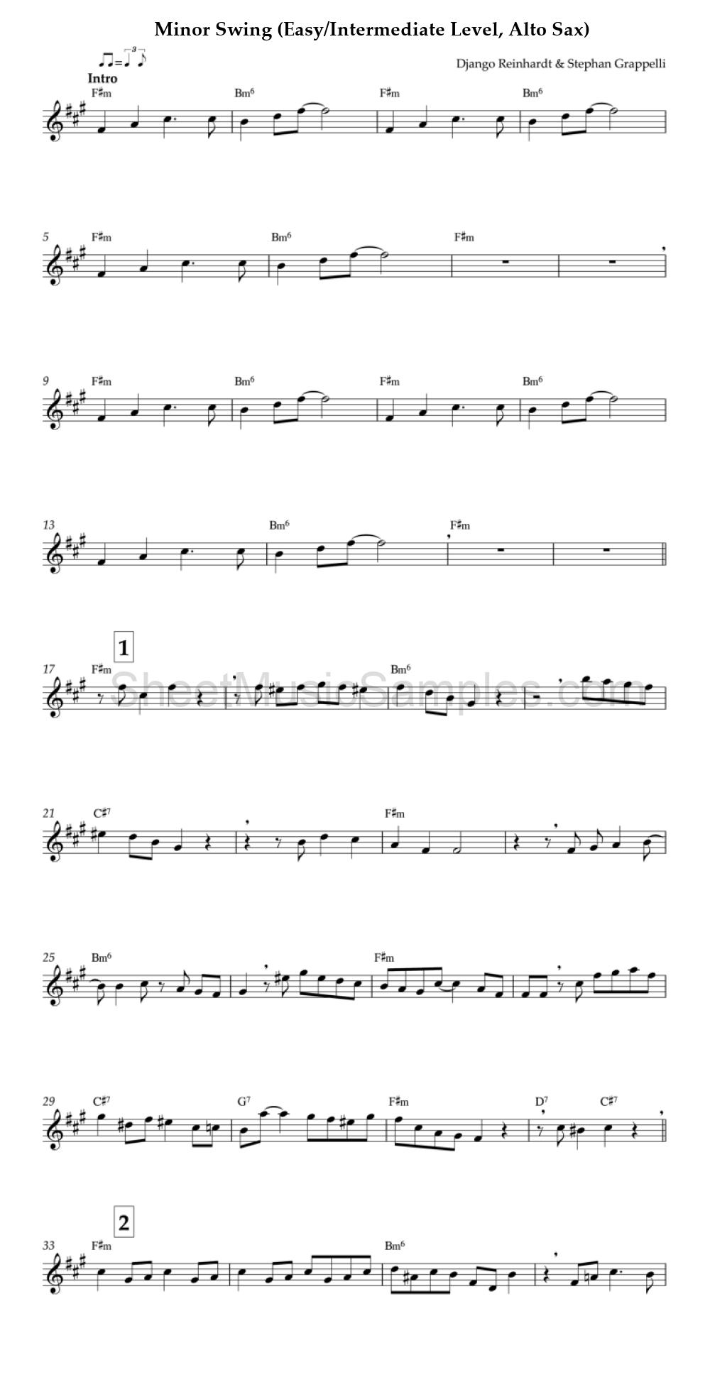 Minor Swing (Easy/Intermediate Level, Alto Sax)