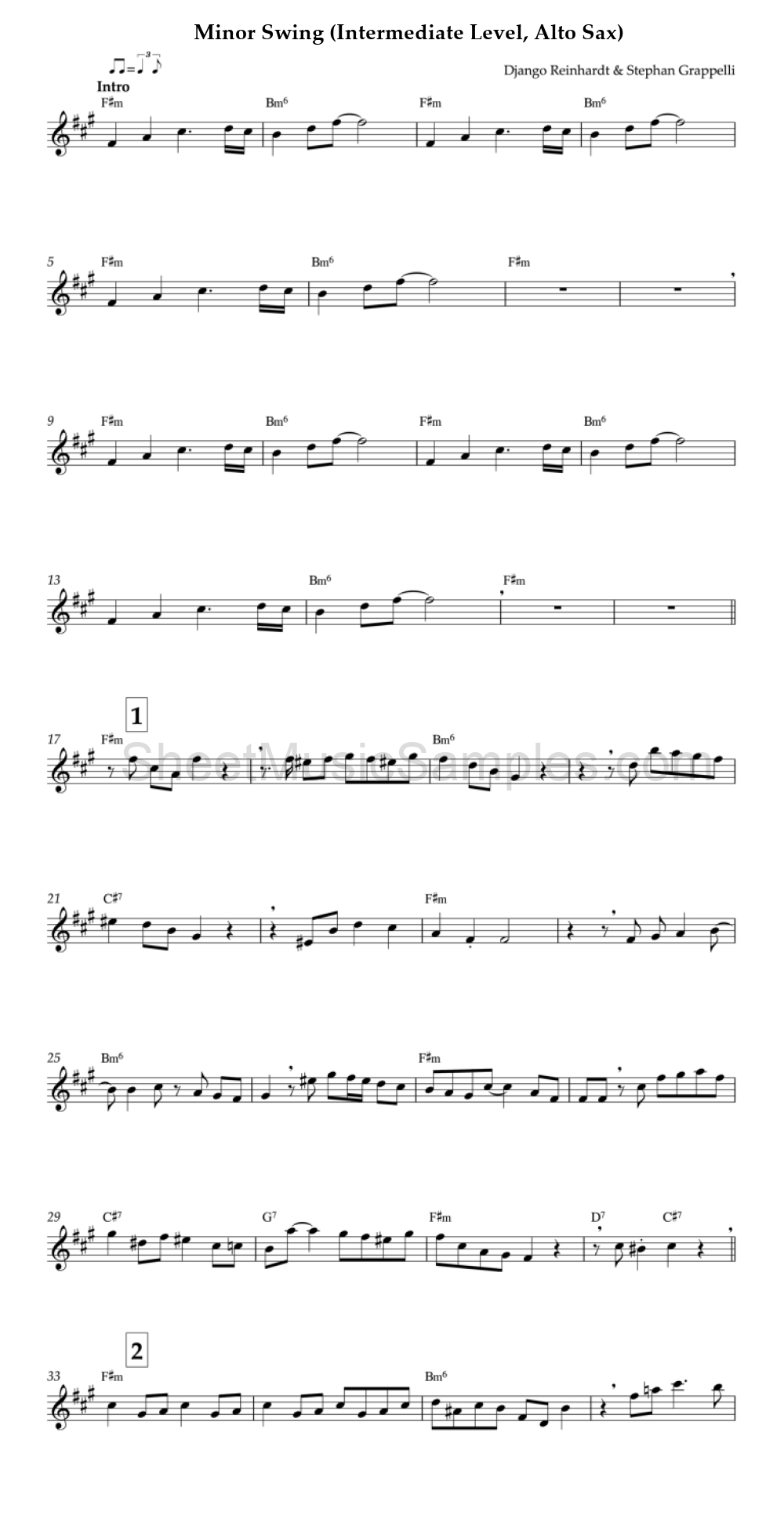 Minor Swing (Intermediate Level, Alto Sax)