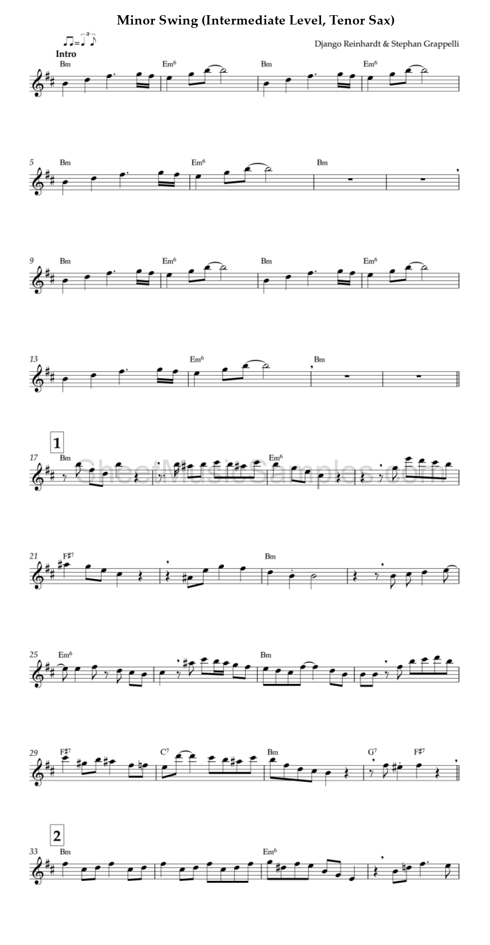 Minor Swing (Intermediate Level, Tenor Sax)