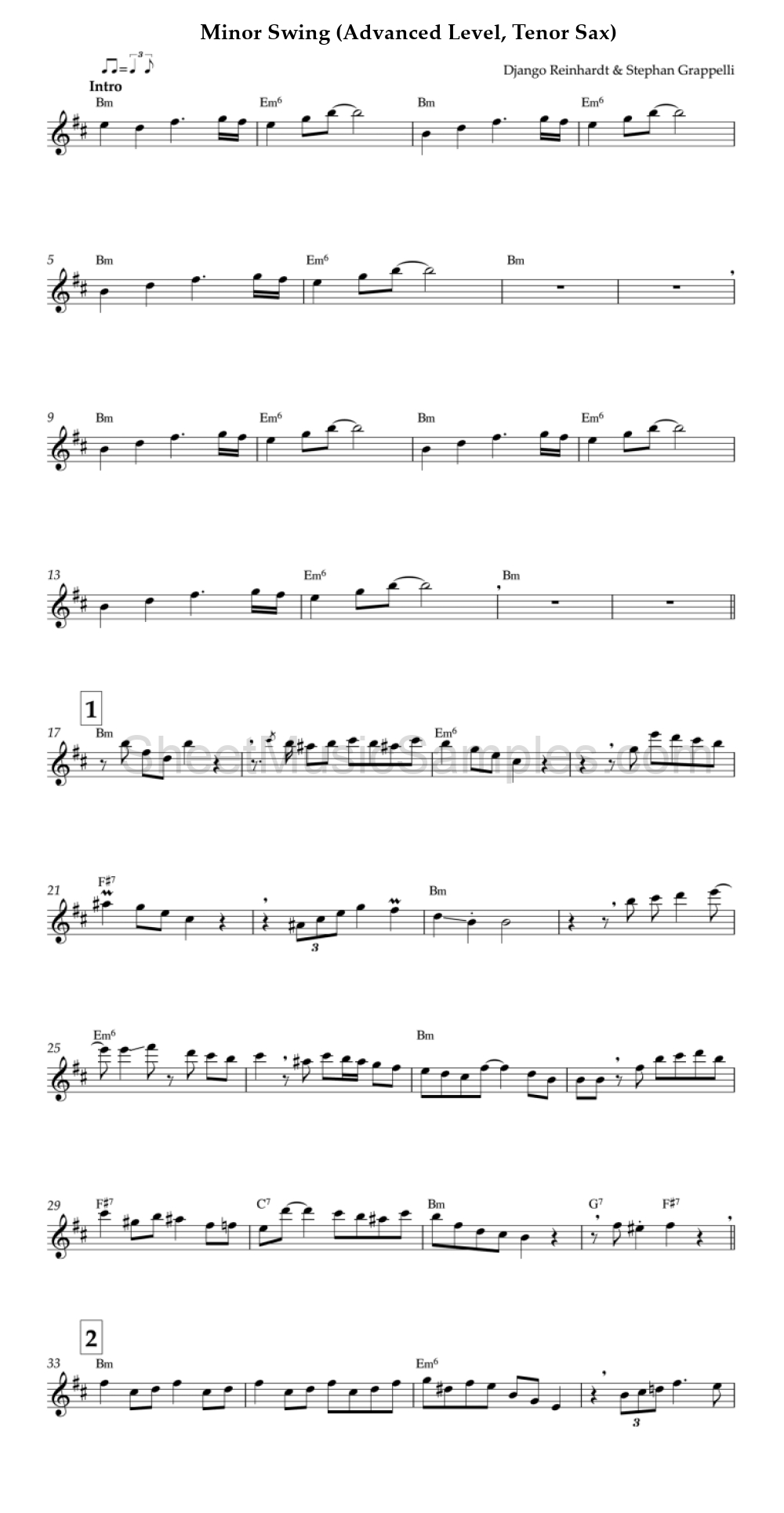 Minor Swing (Advanced Level, Tenor Sax)