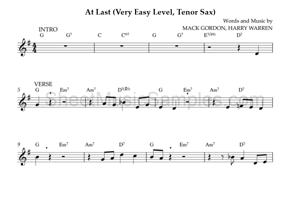 At Last (Very Easy Level, Tenor Sax)