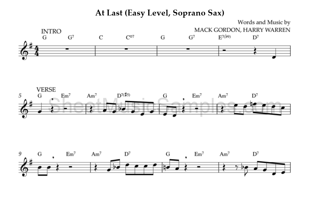 At Last (Easy Level, Soprano Sax)