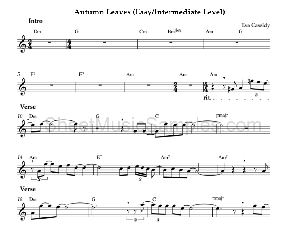 Autumn Leaves (Easy/Intermediate Level)