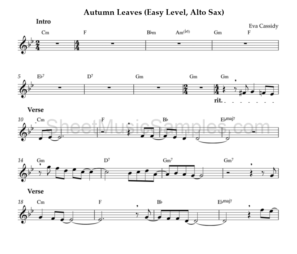 Autumn Leaves (Easy Level, Alto Sax)