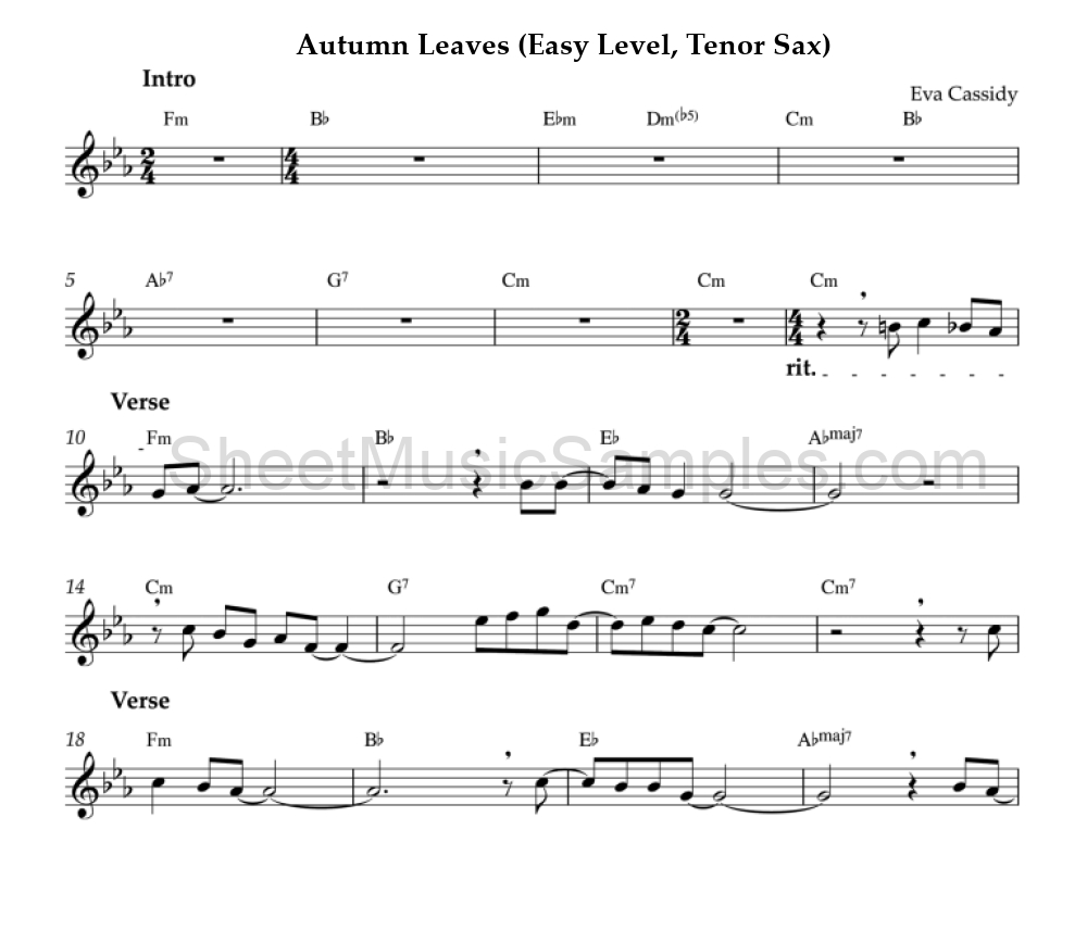 Autumn Leaves (Easy Level, Tenor Sax)