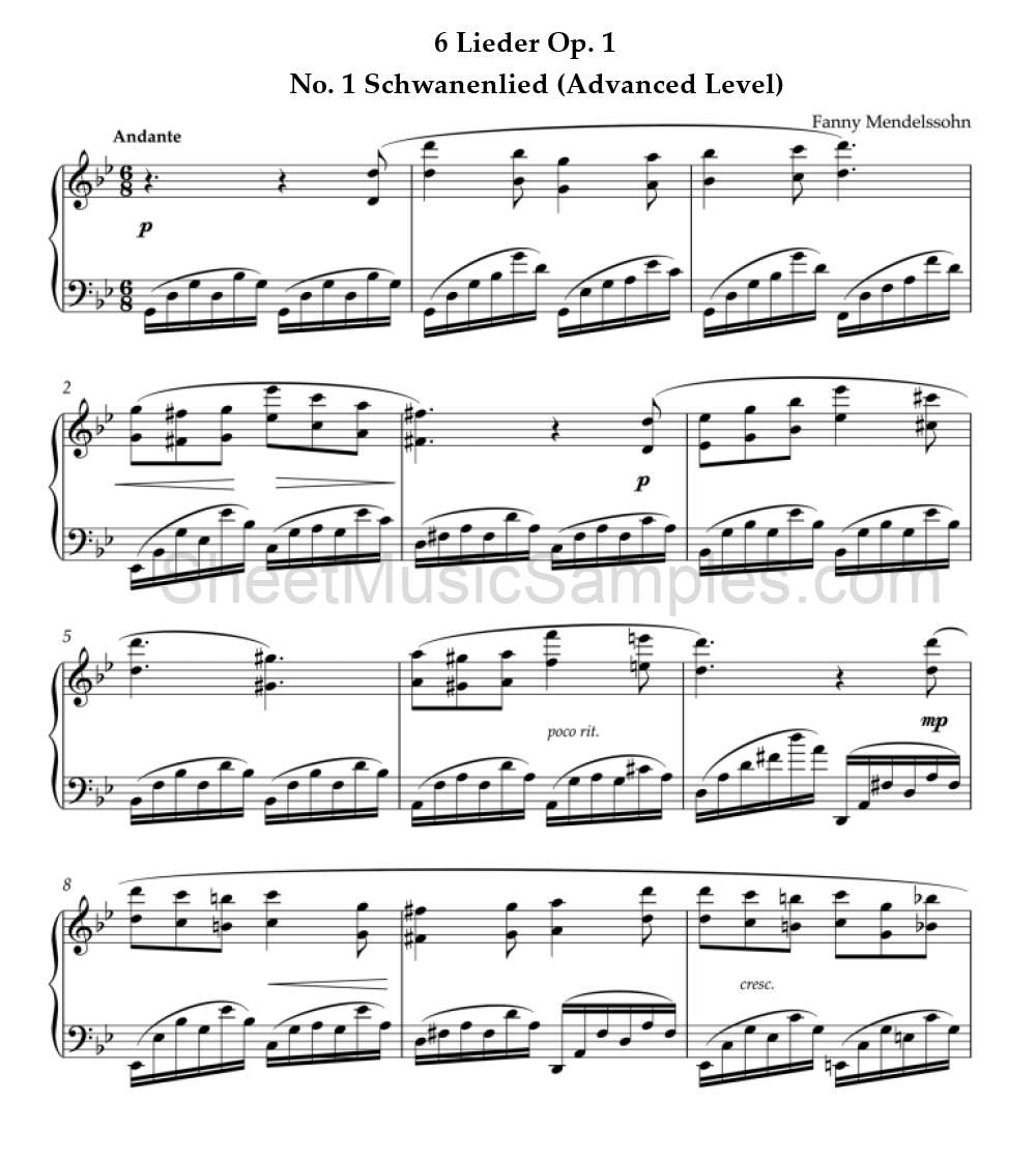 6 Lieder Op. 1 - No. 1 Schwanenlied (Advanced Level)