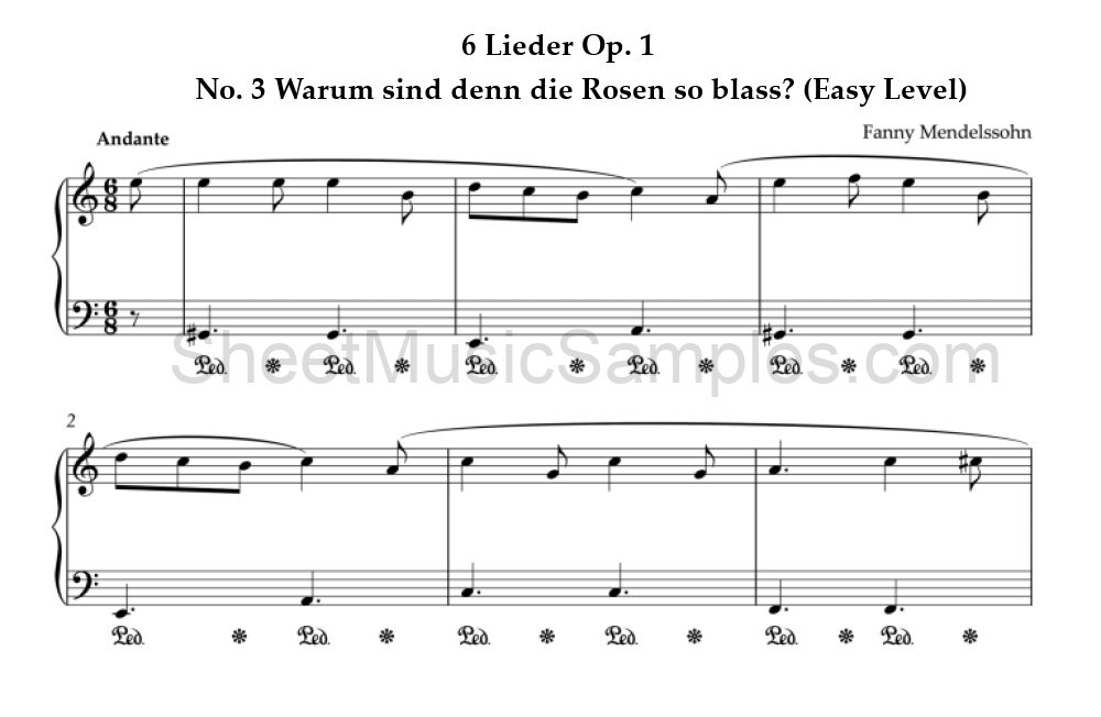 6 Lieder Op. 1 - No. 3 Warum sind denn die Rosen so blass? (Easy Level)