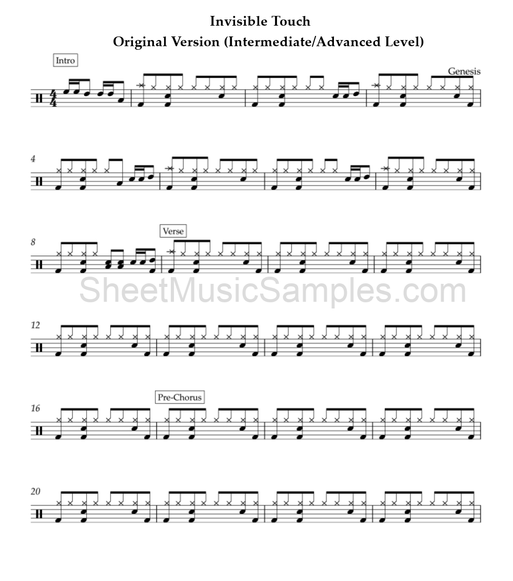 Invisible Touch - Original Version (Intermediate/Advanced Level)