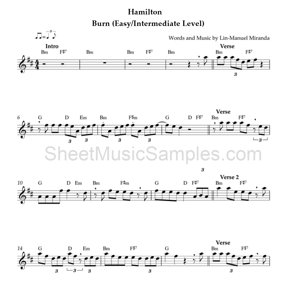 Hamilton - Burn (Easy/Intermediate Level)