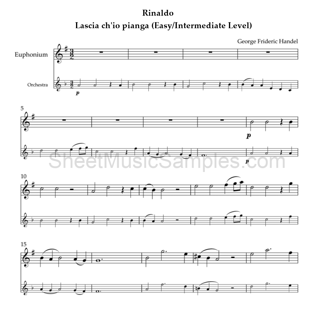 Rinaldo - Lascia ch'io pianga (Easy/Intermediate Level)