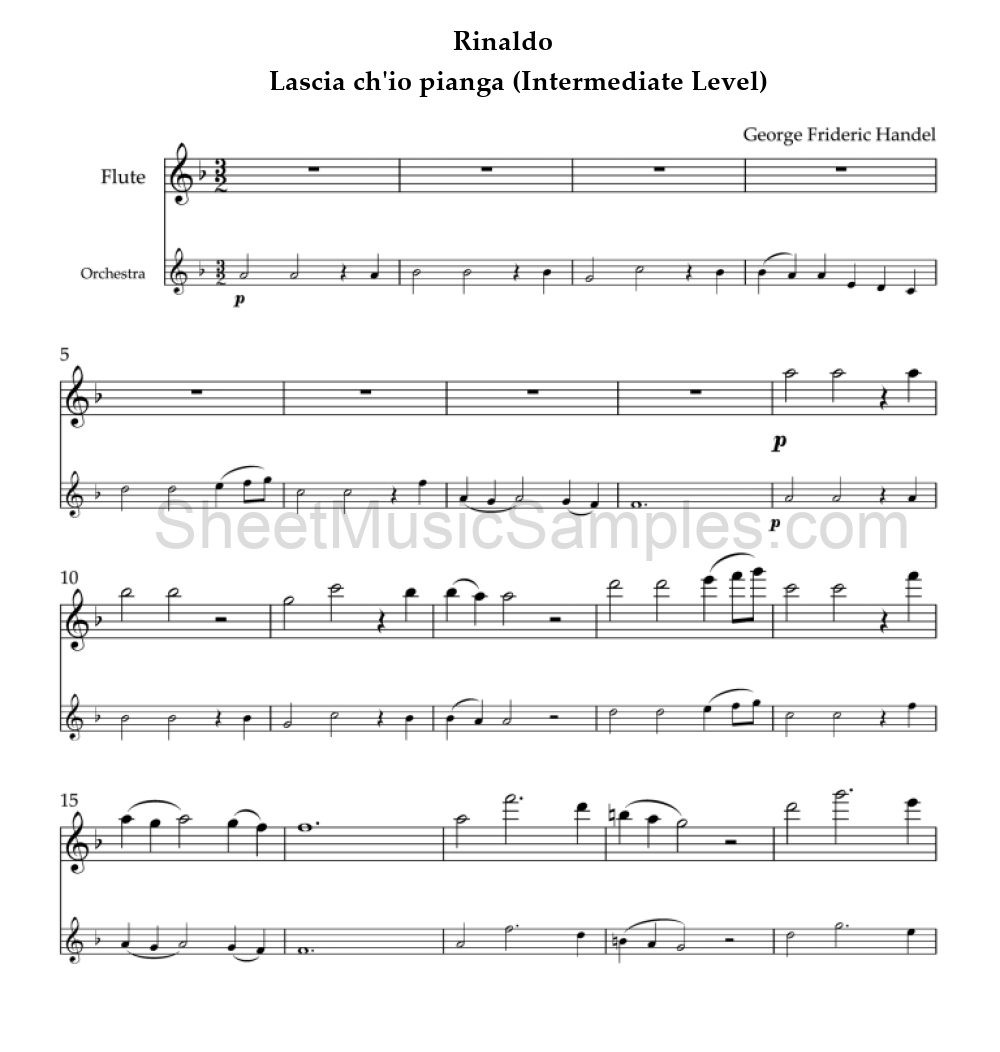 Rinaldo - Lascia ch'io pianga (Intermediate Level)