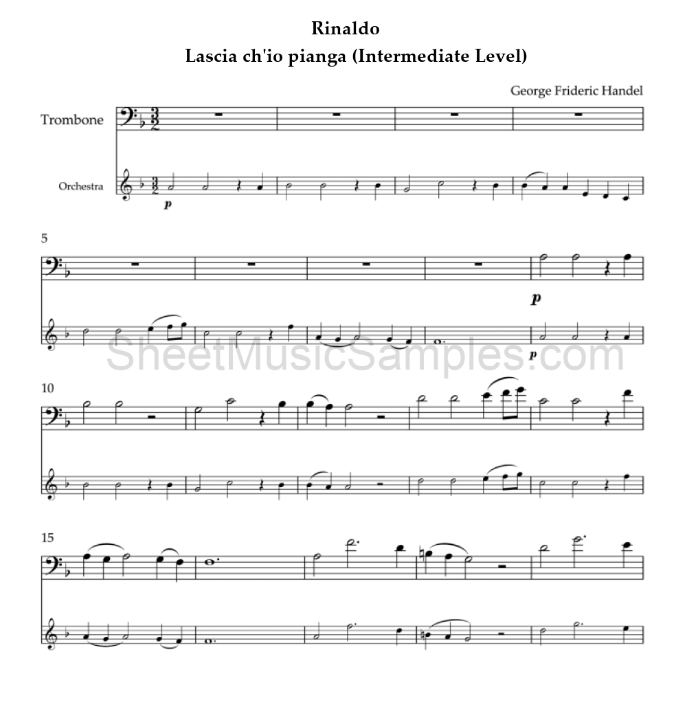 Rinaldo - Lascia ch'io pianga (Intermediate Level)