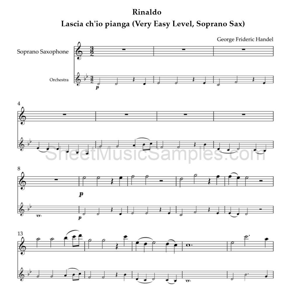 Rinaldo - Lascia ch'io pianga (Very Easy Level, Soprano Sax)