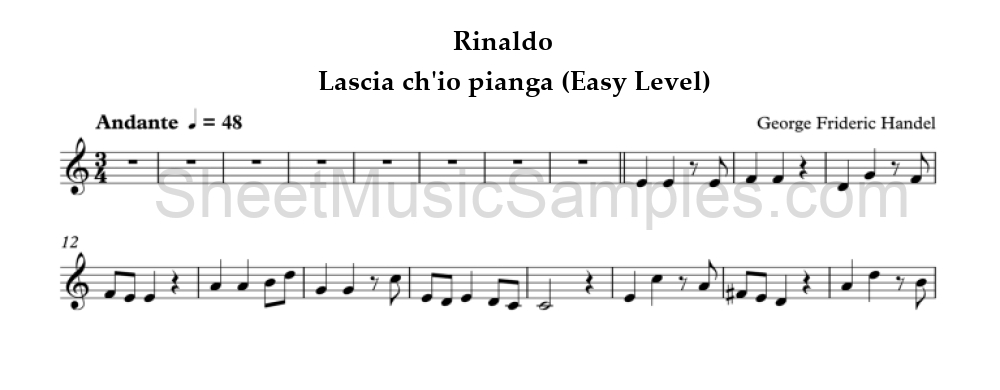 Rinaldo - Lascia ch'io pianga (Easy Level)