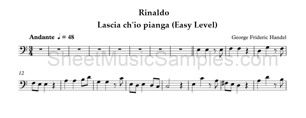 Rinaldo - Lascia ch'io pianga (Easy Level)