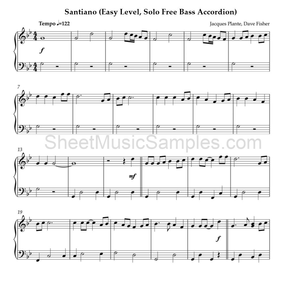 Santiano (Easy Level, Solo Free Bass Accordion)