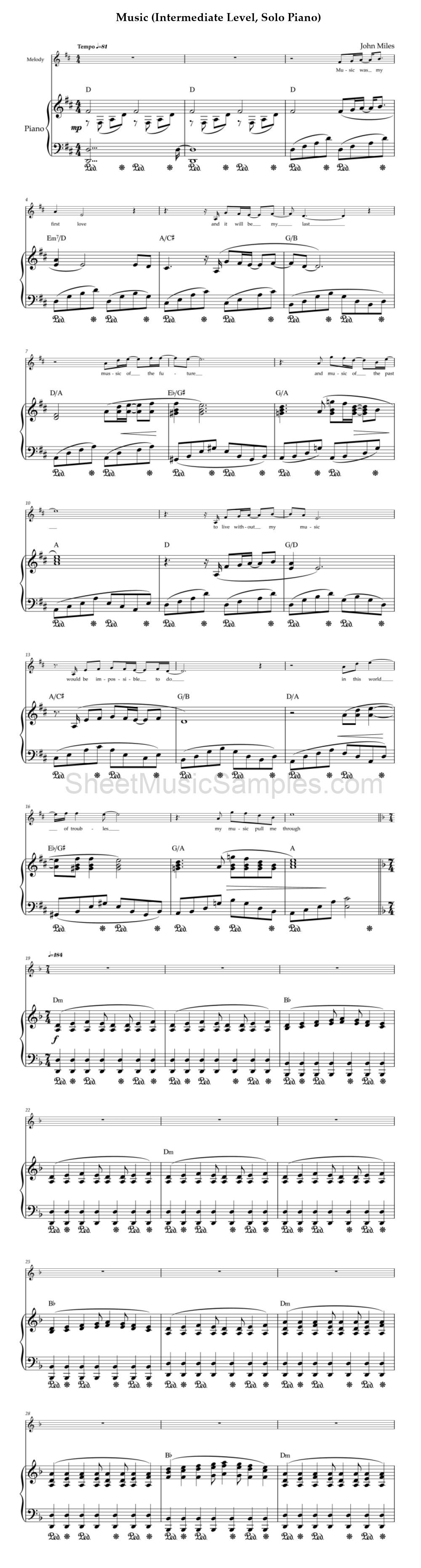 Music (Intermediate Level, Solo Piano)