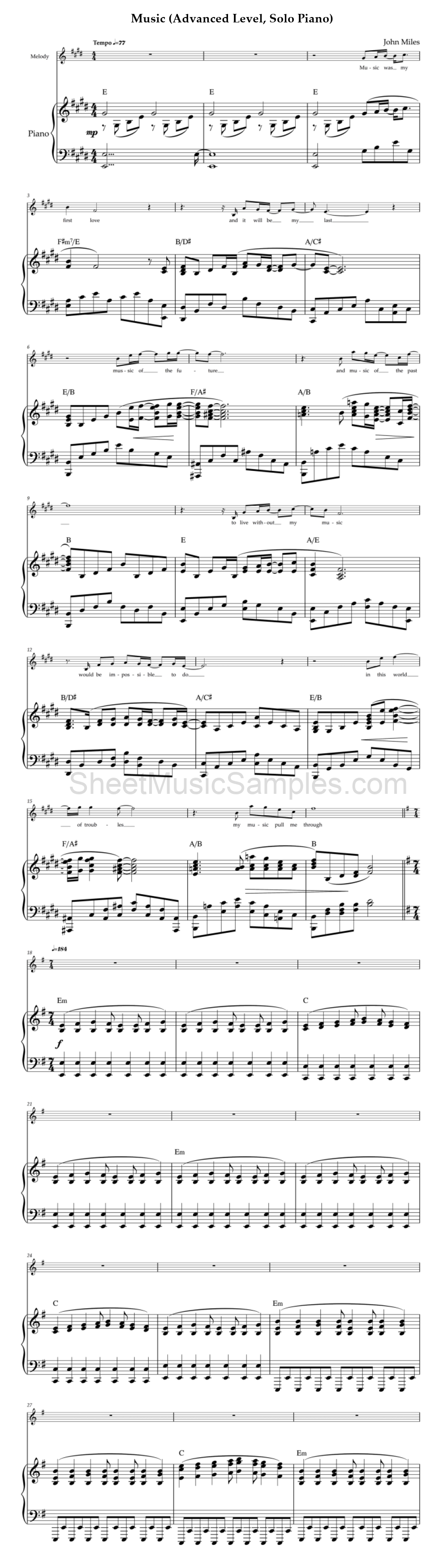 Music (Advanced Level, Solo Piano)