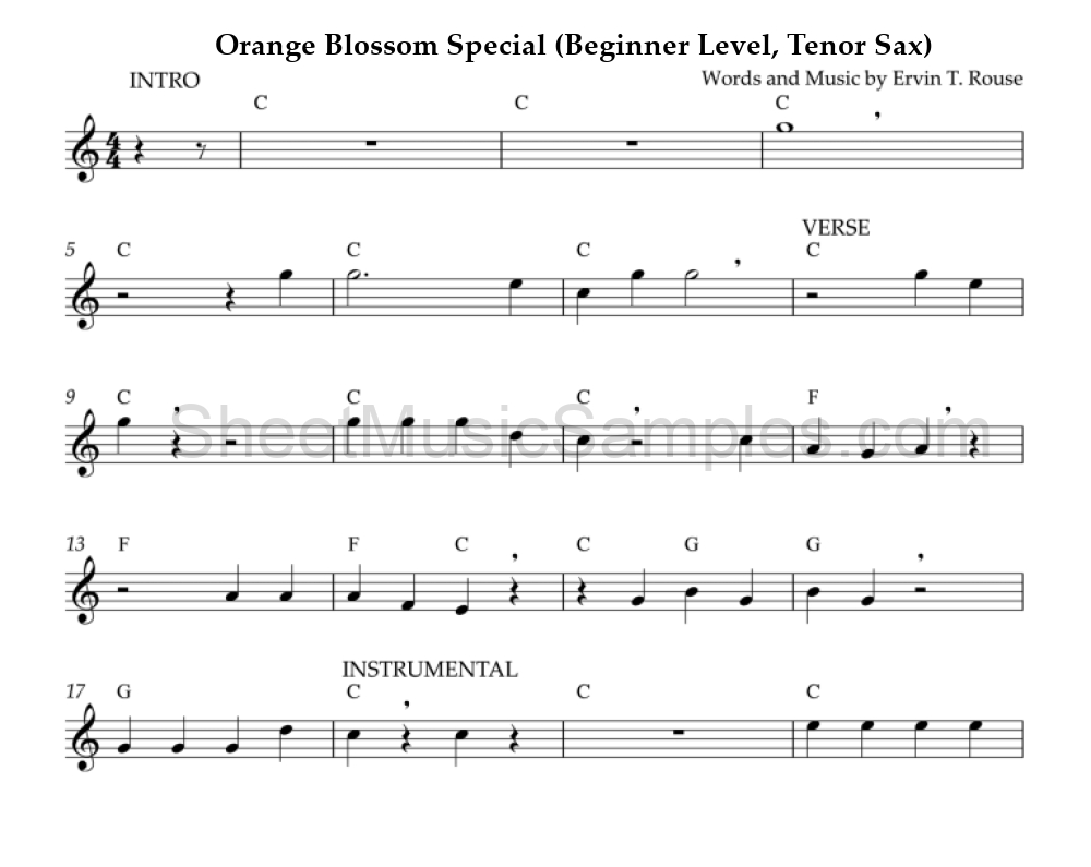 Orange Blossom Special (Beginner Level, Tenor Sax)