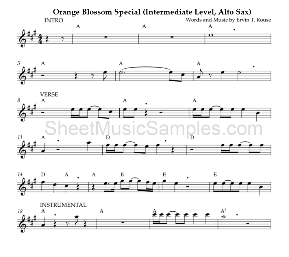 Orange Blossom Special (Intermediate Level, Alto Sax)