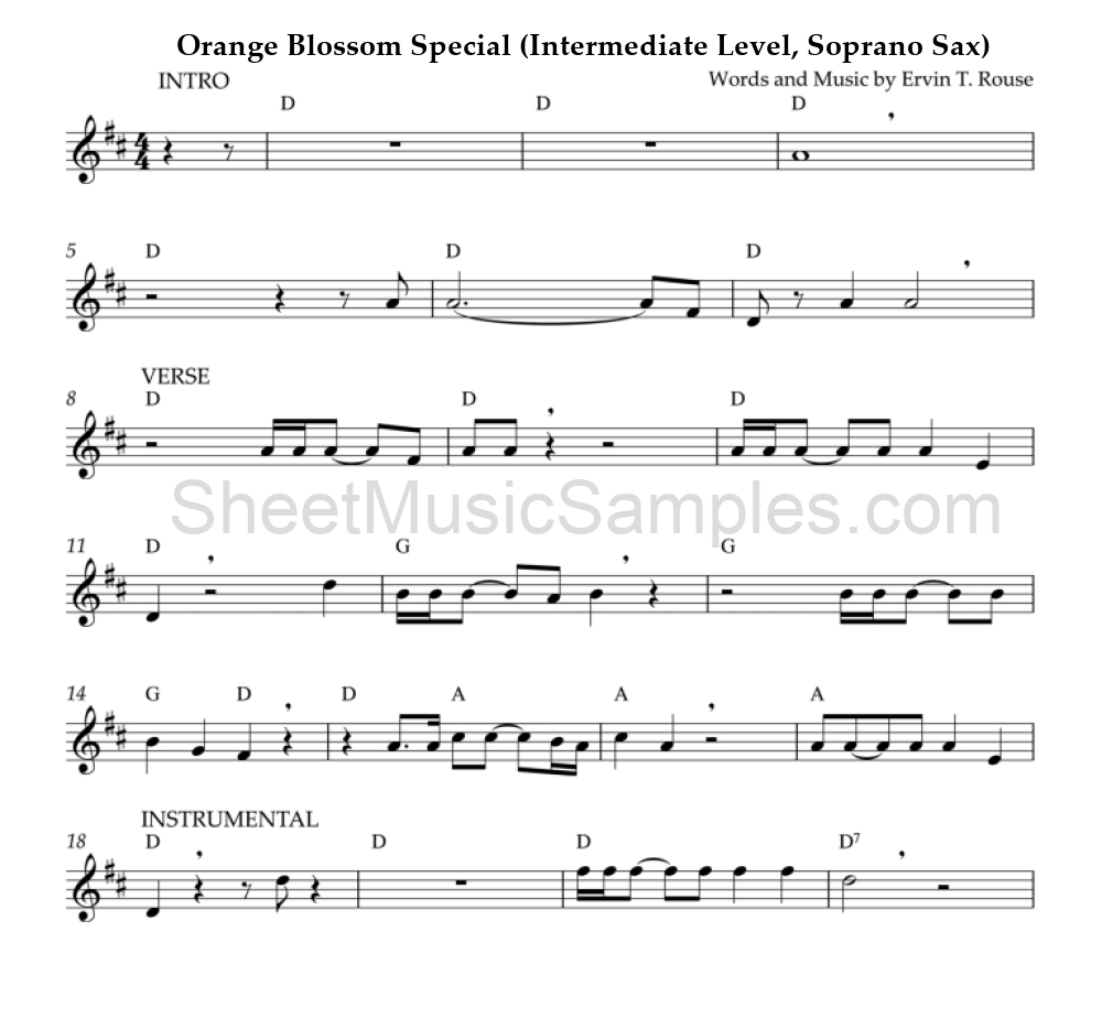 Orange Blossom Special (Intermediate Level, Soprano Sax)