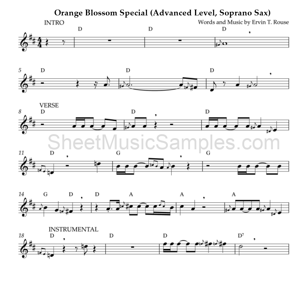 Orange Blossom Special (Advanced Level, Soprano Sax)