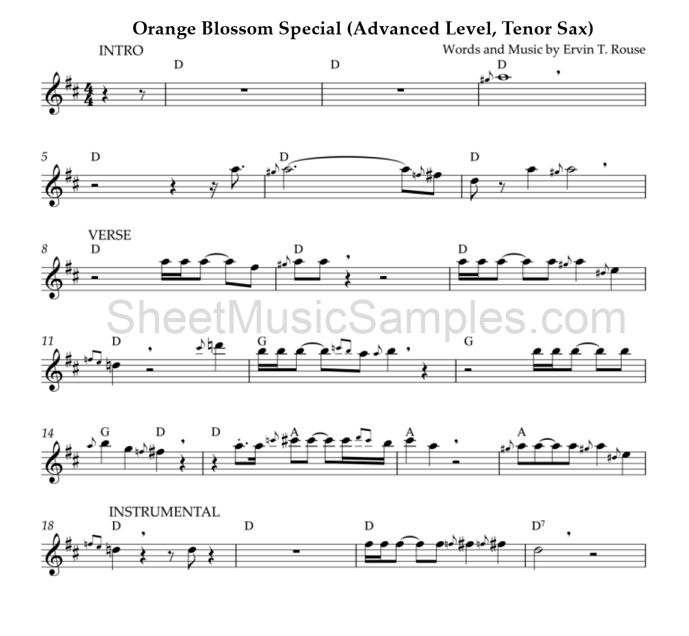 Orange Blossom Special (Advanced Level, Tenor Sax)