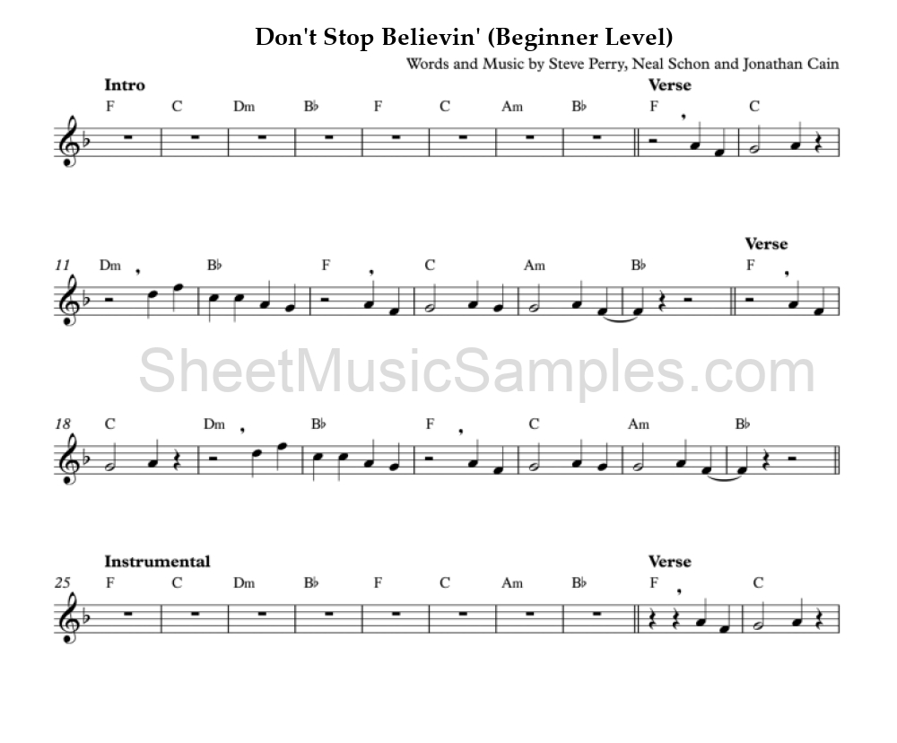 Don't Stop Believin' (Beginner Level)