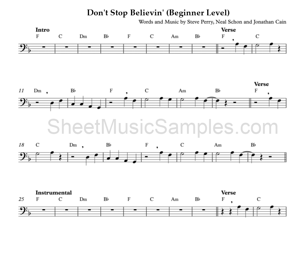 Don't Stop Believin' (Beginner Level)