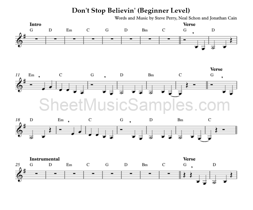 Don't Stop Believin' (Beginner Level)