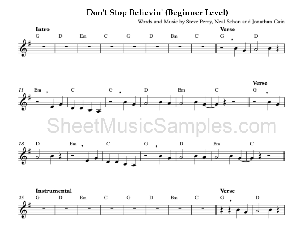 Don't Stop Believin' (Beginner Level)