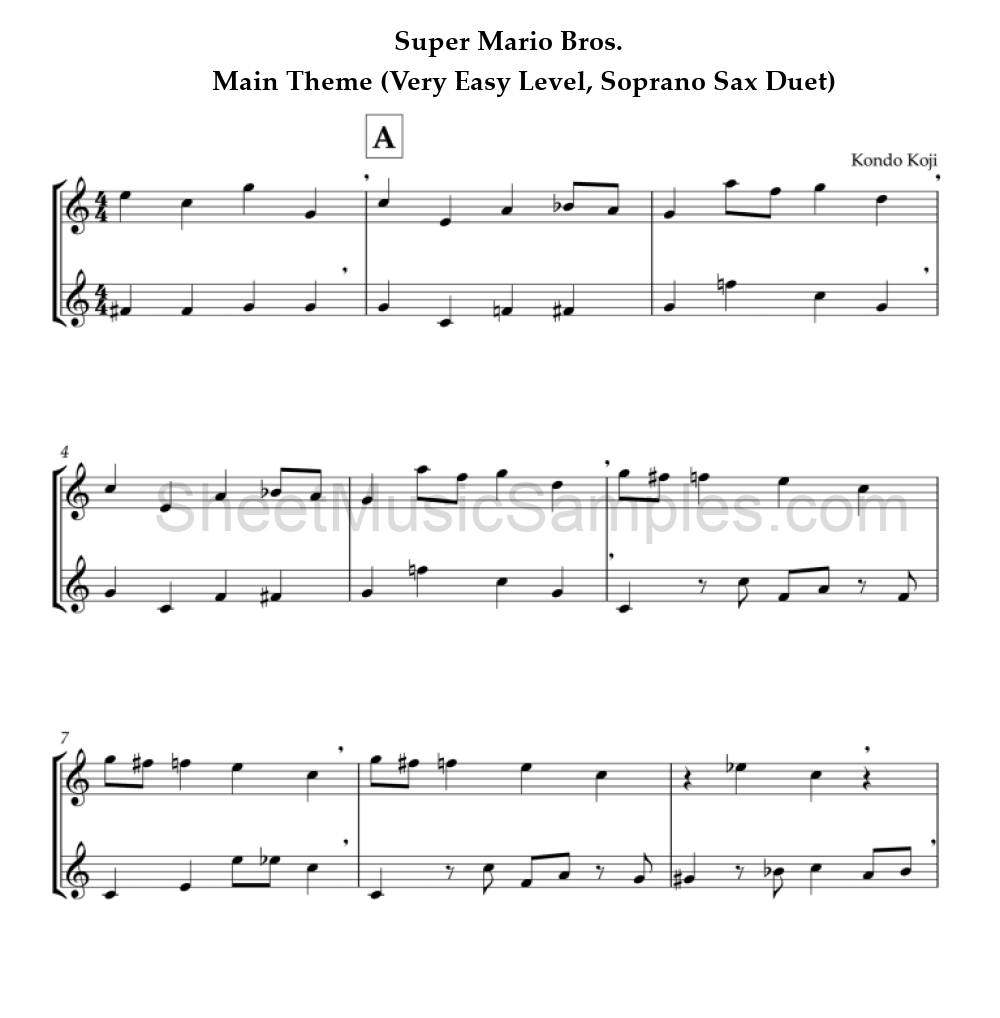 Super Mario Bros. - Main Theme (Very Easy Level, Soprano Sax Duet)