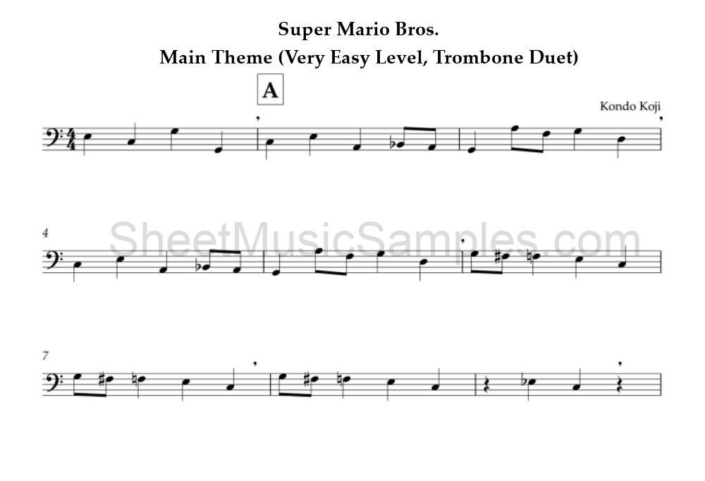 Super Mario Bros. - Main Theme (Very Easy Level, Trombone Duet)