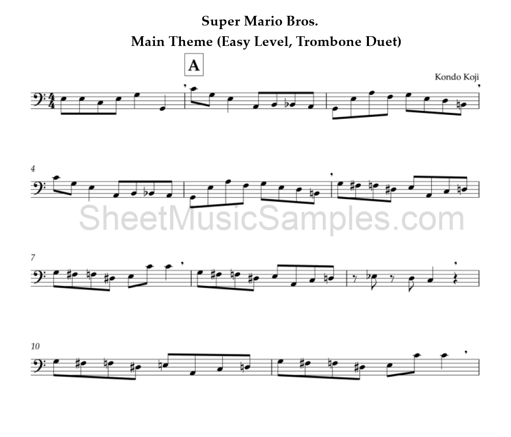 Super Mario Bros. - Main Theme (Easy Level, Trombone Duet)