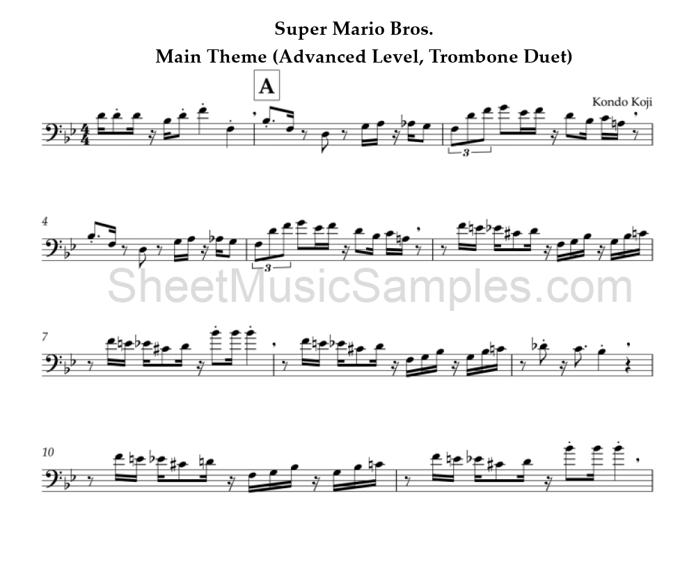 Super Mario Bros. - Main Theme (Advanced Level, Trombone Duet)