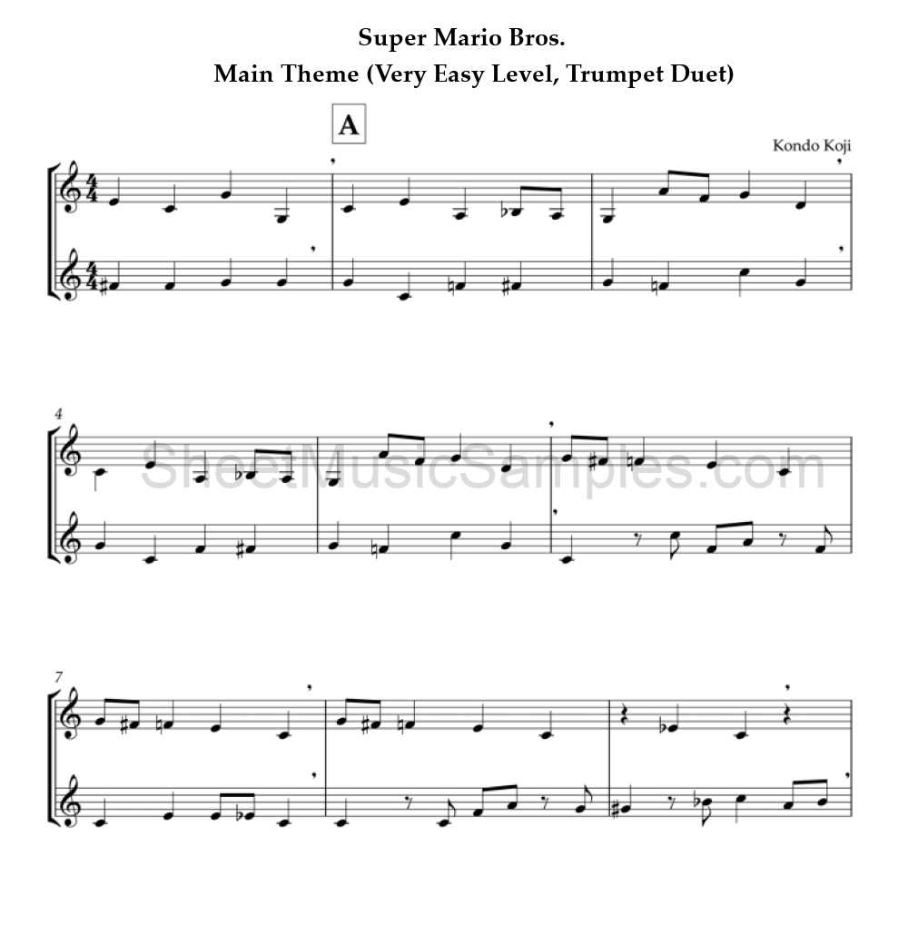 Super Mario Bros. - Main Theme (Very Easy Level, Trumpet Duet)