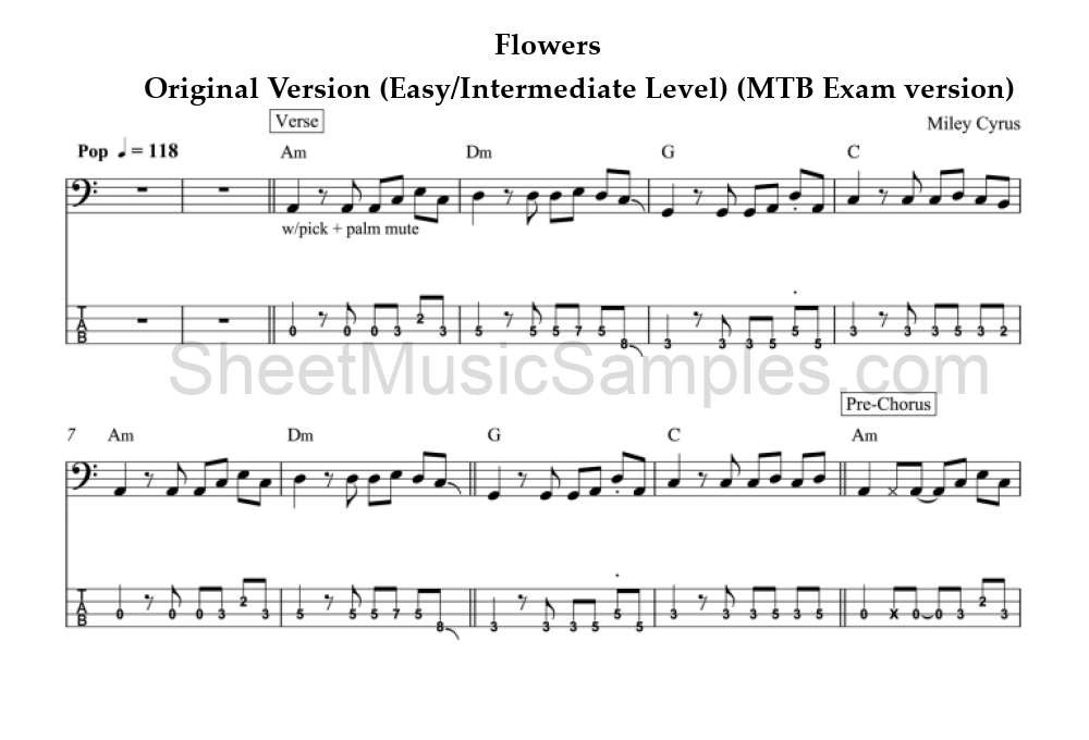 Flowers - Original Version (Easy/Intermediate Level) (MTB Exam version)