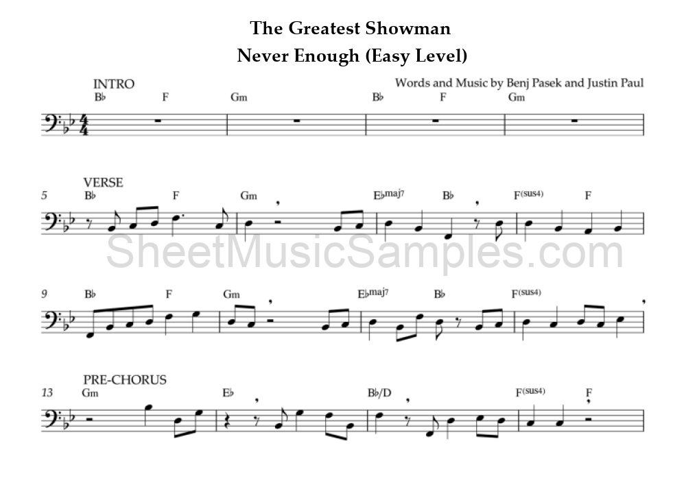 The Greatest Showman - Never Enough (Easy Level)