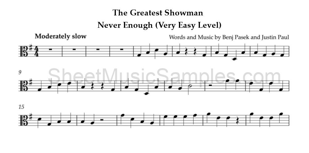 The Greatest Showman - Never Enough (Very Easy Level)